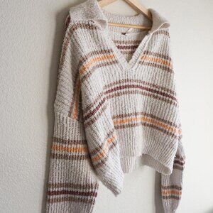 Free People Women's Cream and White Jumper